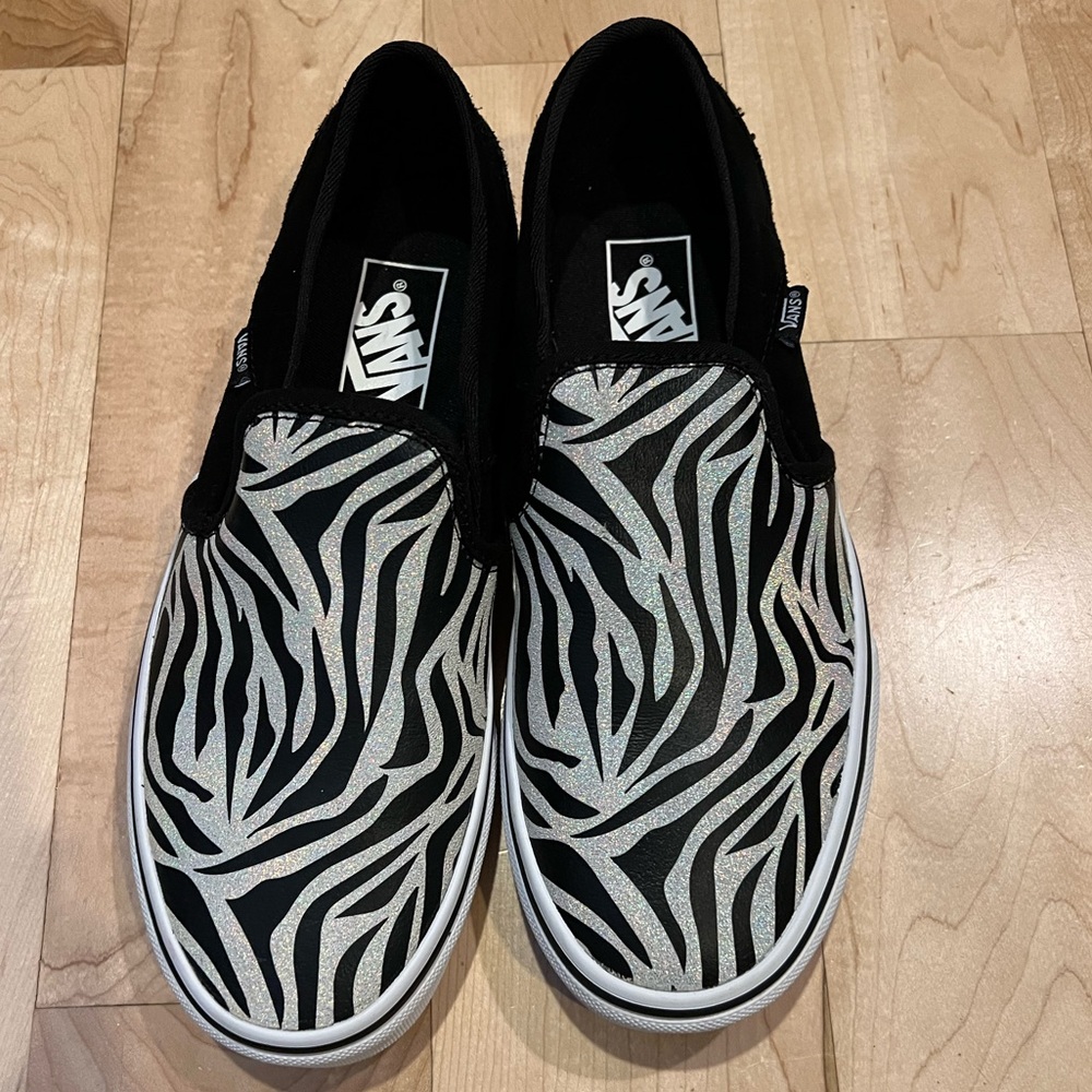 Zebra glitter Vans Slip-on shoes. US 7.5 women’s.